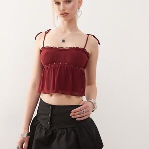 Motel damaris studded cami top in burgundy